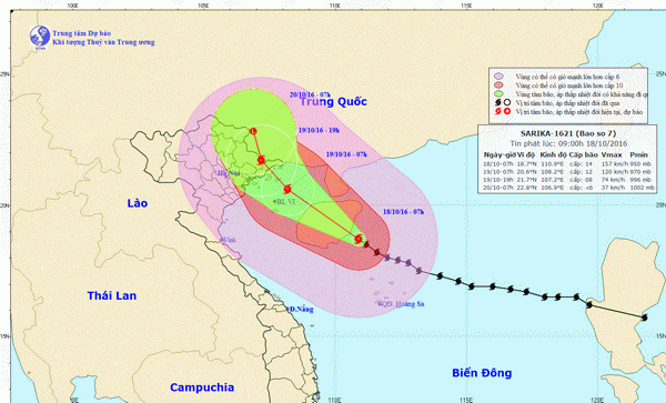 Tin bão khẩn cấp: Bão số 7 cách Quảng Ninh-Hải Phòng khoảng 470km về phía Đông Nam